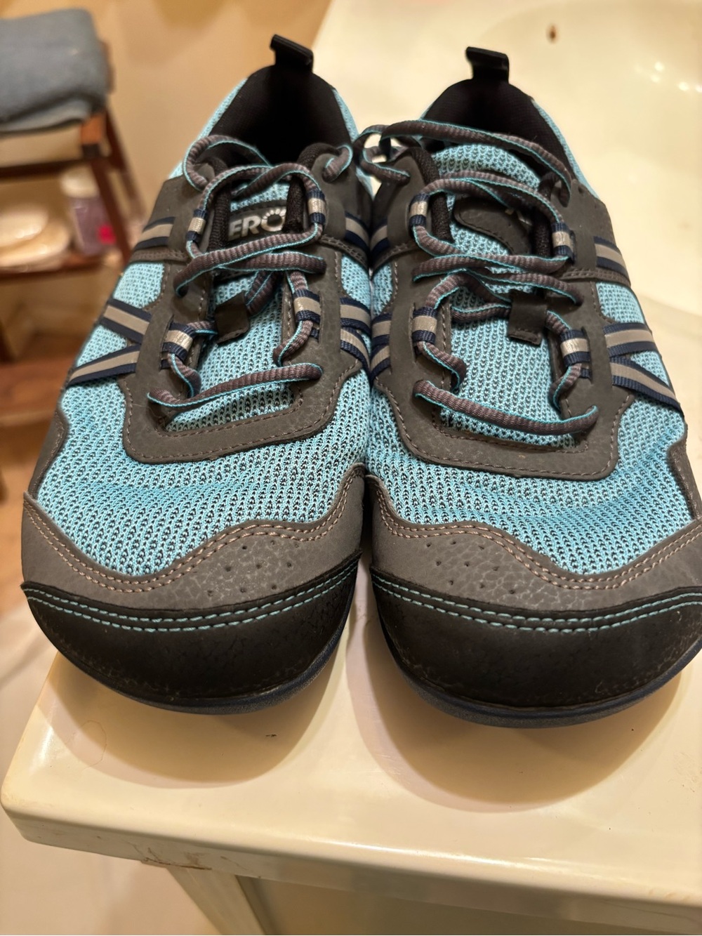 Xero Light Blue and Gray Mesh Athletic Sneakers.  Cute as ever!